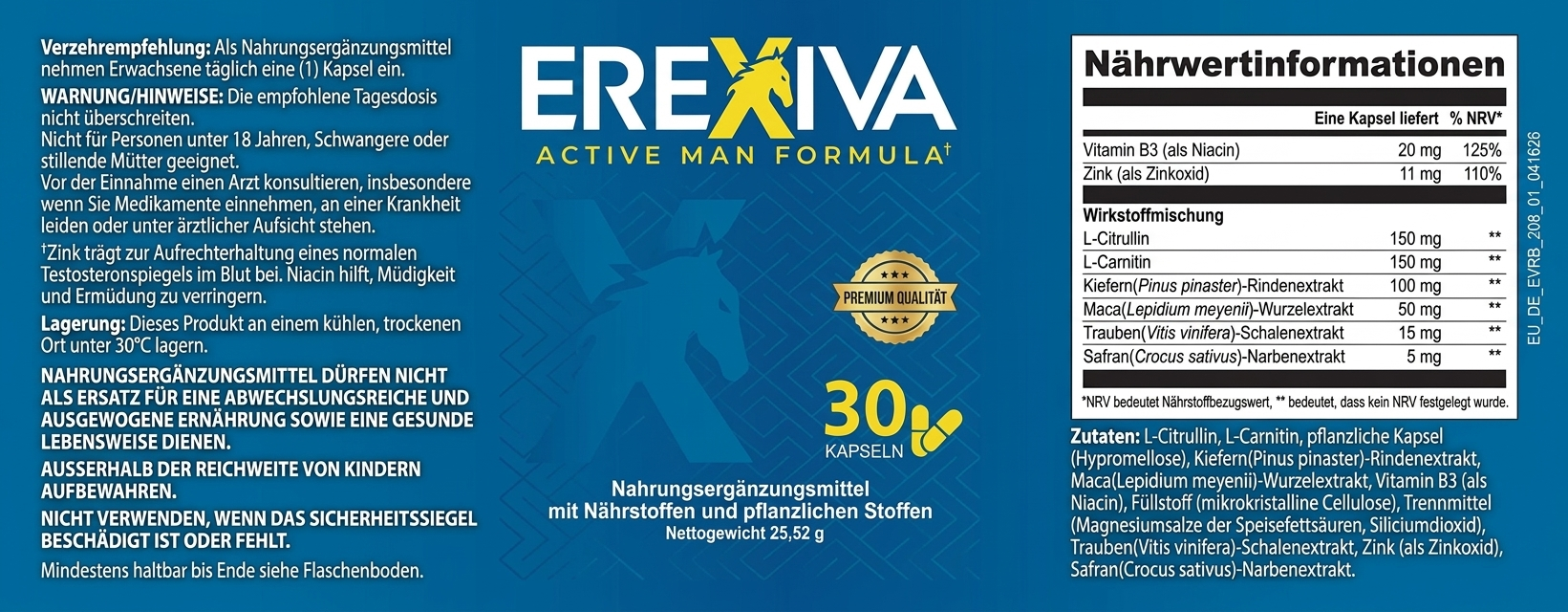 Erexiva Inhaltsstoffe und Zusammensetzung pro Kapsel